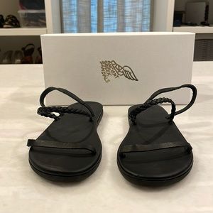 Black braided Ancient Greek sandals